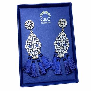 C&C California Gold & Navy Tassel Dangle Earrings